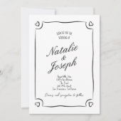 手描きイラストのポップでキュートなウェディング 招待状 (正面)