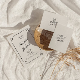 手描きイラストのポップでキュートなウェディング 招待状