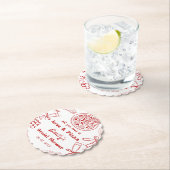 手描きイラストのラブ & ピザ ブライダルシャワー ペーパーコースター (インサイチュ)