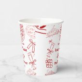 手描きイラストのラブ&ピザ ブライダルシャワー 紙コップ (左)