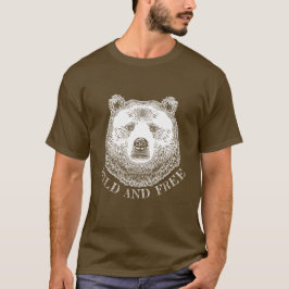 手描きイラストの野生のクマの顔 Tシャツ