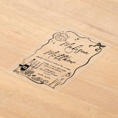 手描きイラストドードルウェディングパーティー アクリル招待状 (レイダウン)