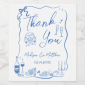 手描きイラストドードルウェディングパーティー ワインラベル (シングルラベル)