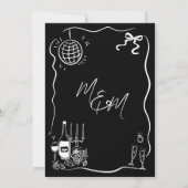 手描きイラストドードルウェディングパーティー 招待状 (裏面)