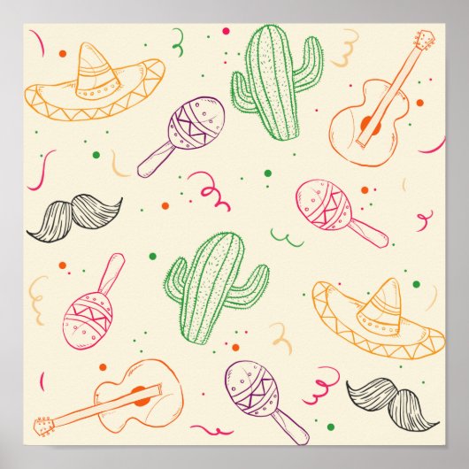 手描きイラストレーションのCinco De Mayo Day ポスター (正面)