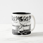 手描きイラストレーション、コーヒー飲料 ツートーンマグカップ (正面右)