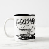 手描きイラストレーション、コーヒー飲料 ツートーンマグカップ (左)