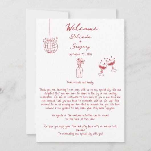 手描きイラスト結婚マルーンの旅程 (正面)