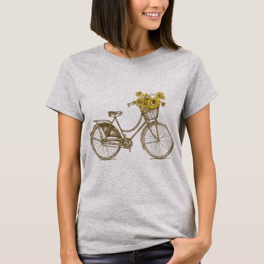 手描きイラスト ビンテージ自転車 Tシャツ (正面)