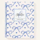 手描きイラスト ブルー コケッティ ボウ ノートブック (正面)