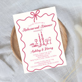 手描きイラスト 結婚式リハーサルディナー    招待状