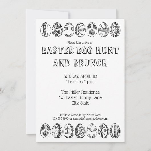 手描きイースターエッグカラーリングイースター招待状 招待状 (正面)