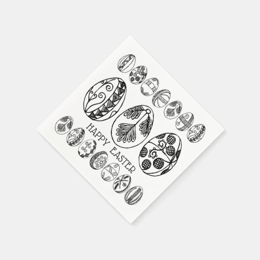 手描きイースターエッグ、ハッピーイースターブランチパーティー スタンダードカクテルナプキン (角)