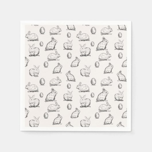 手描きイースターバニーズパターン | 紙ナプキン スタンダードカクテルナプキン (正面)
