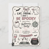 手描きイートドリンクアンドスパーキー ハロウィンパーティー 招待状 (正面)