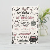 手描きイートドリンクアンドスパーキー ハロウィンパーティー 招待状 (スタンド正面)