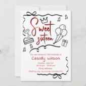 手描きウィムシーよくはしゃぐプリンセス甘い16 招待状 (正面)