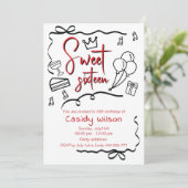 手描きウィムシーよくはしゃぐプリンセス甘い16 招待状 (スタンド正面)