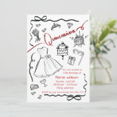 手描きウィムシーよくはしゃぐプリンセス・キンセアニラ 招待状 (スタンド正面)