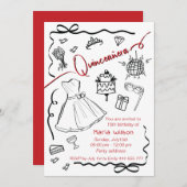 手描きウィムシーよくはしゃぐプリンセス・キンセアニラ 招待状 (正面/裏面)