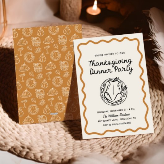 手描きウィムジー・ドードル・サンクスギビング・ディナー シーズンカード