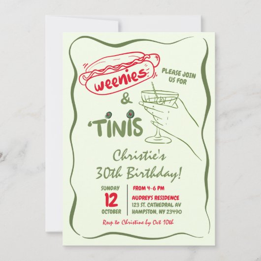 手描きウェニーとティニー誕生日パーティー 招待状 (正面)