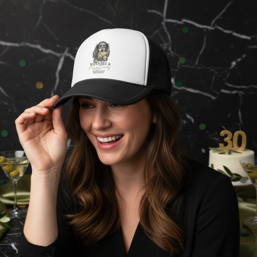 手描きウェニーとマティーニスダックシュント キャップ