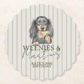 手描きウェニーとマティーニスダックシュント ペーパーコースター (正面)