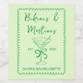 手描きウェーブビキニ&マルチニスバチェロレッテ ワインラベル (シングルラベル)