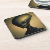 手描きエイリアンポートレート コースター (左側)