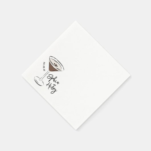 手描きエスプレッソマルティーニカクテル スタンダードカクテルナプキン (角)