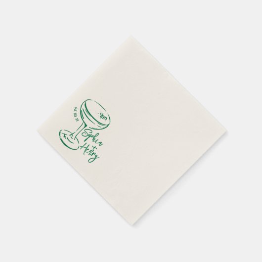 手描きエスプレッソ・マルティニ、バーカクテル結婚ズ スタンダードカクテルナプキン (角)