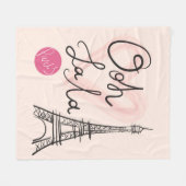 手描きエッフェルタワー フリースブランケット (正面(横))