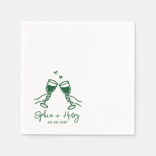 手描きエレガントカクテル結婚ズ スタンダードカクテルナプキン (正面)