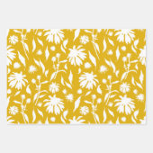 手描きエレガントコンフォローブルーイエロー ラッピングペーパーシート (正面3)