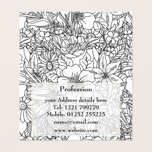 手描きエレガントフローラのドッドルデザイン 名刺 (内部フラット)