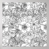 手描きエレガントフローラドードルデザイン ポスター (正面)