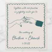 手描きエレガントレトログリ結婚ーンのワインラベル ワインラベル (シングルラベル)