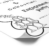 手描きエレガント婚約パーティ歓迎サイン ポスター (角)