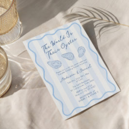 手描きオイスターローストカップルウェディングシャワー 招待状