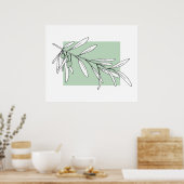 手描きオリーブ葉の ポスター (キッチン)