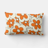 手描きオレンジとクリームフラワーデザイン ランバークッション (裏面)