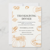 手描きオレンジのサンクスギビングディナー 招待状 (正面)