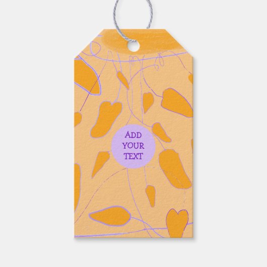 手描きオレンジの葉のギフトラベル ギフトタグ (正面)