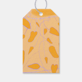 手描きオレンジの葉のギフトラベル ギフトタグ