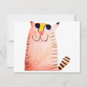 手描きオレンジタビー猫の子供の誕生日 出欠カード (正面)