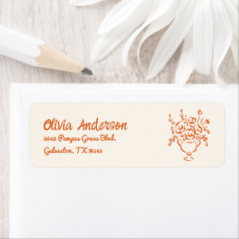 手描きオレンジフローラブーケ赤ちゃんシャワー ラベル