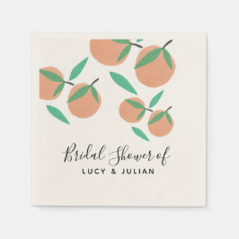 手描きオレンジボタニカルシトラスブライダルシャワー スタンダードカクテルナプキン