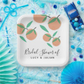 手描きオレンジボタニカルシトラスブライダルシャワー ペーパープレート (パーティー)