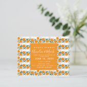 手描きオレンジボタニカル抽象芸術ブライダルシャワー ポストカード (スタンド正面)